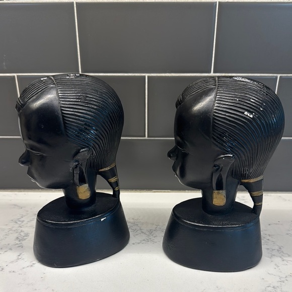 Vintage Ebony and Gold Accent Busts - Picture 2 of 10
